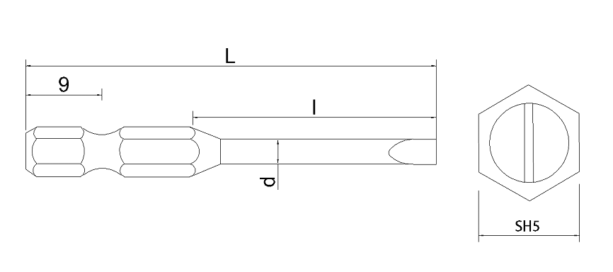 SH5一字起子头带变径