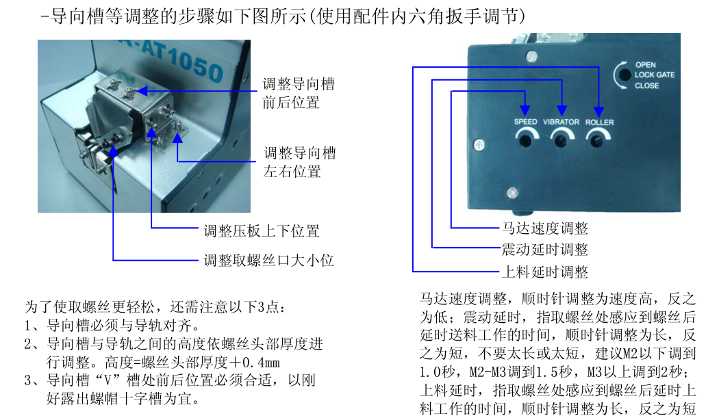 导向槽等调整的步骤